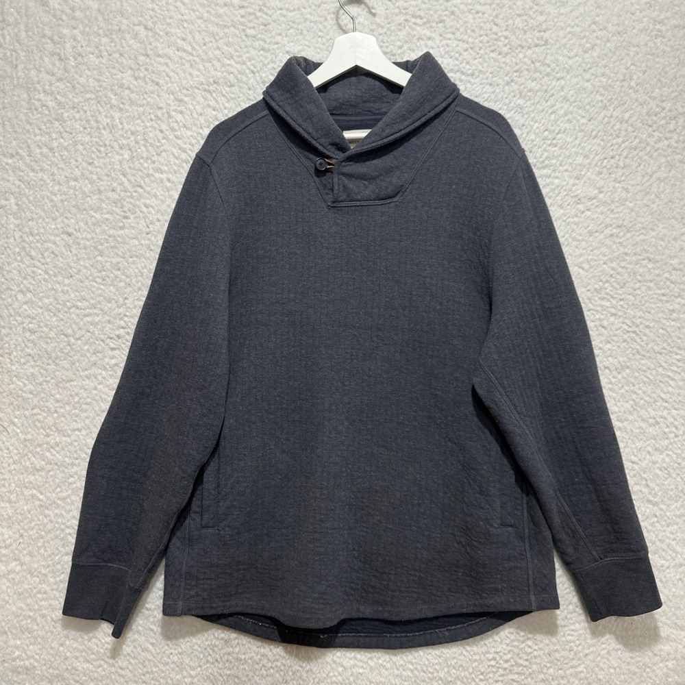 Billy Reid Men's Shawl Sweatshirt‎ Size L Gray Elbow Patches Side Pockets